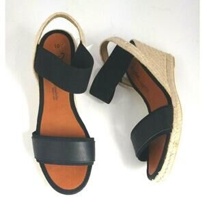 NWT Dalson Espadrilles Open-Toe Wedge Women's 10 Black Handmade Spain